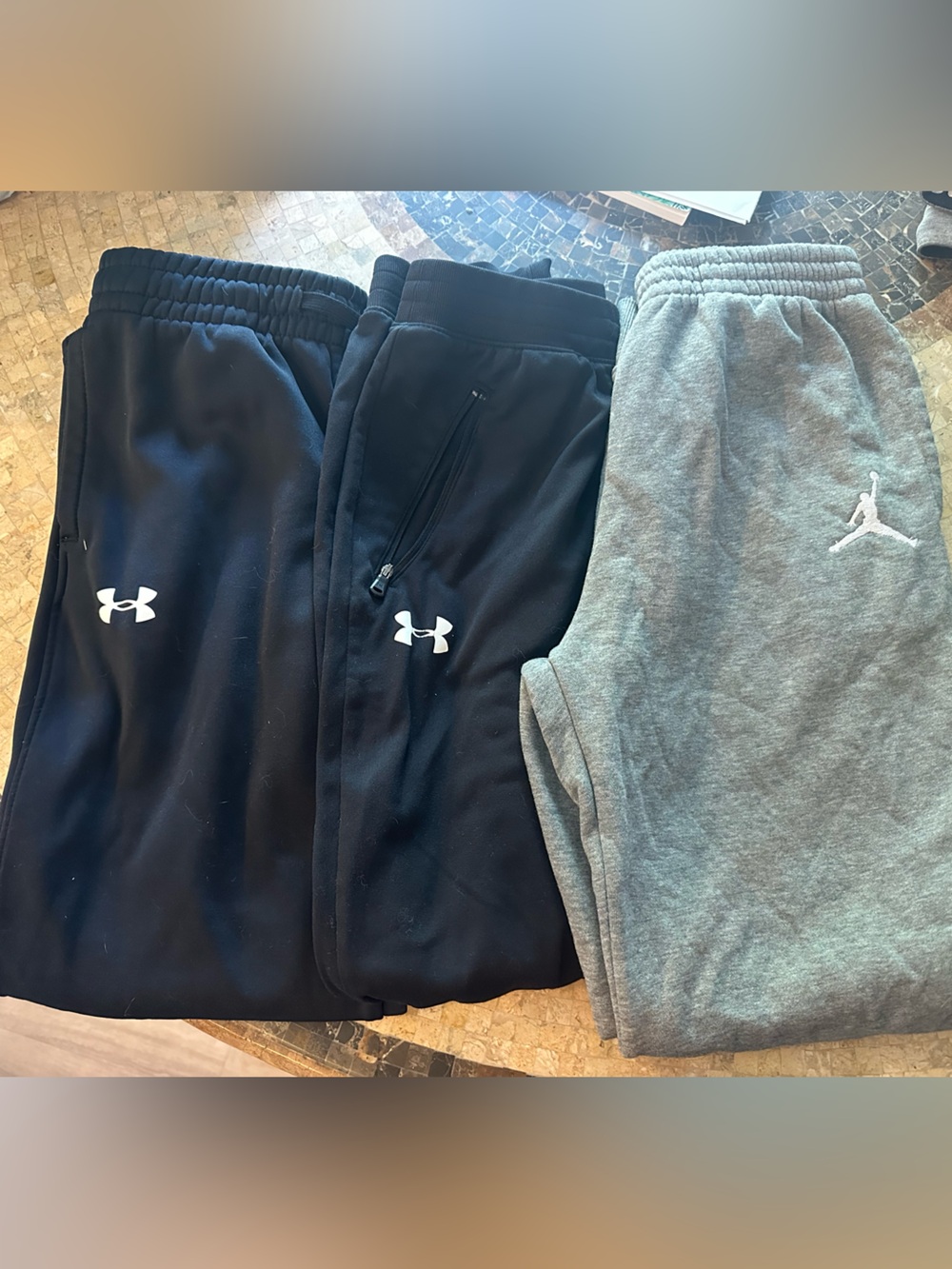Set of 3 Youth XL Under Armour & Jordan Jogger Sweatpants - Black and Gray